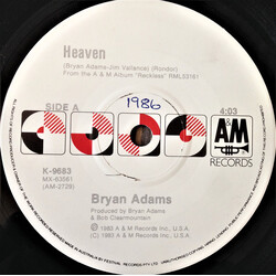 Bryan Adams Heaven USED VINYL 7INCH 45 RPM SINGLE