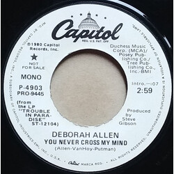Deborah Allen You Never Cross My Mind USED VINYL 7INCH 45 RPM SINGLE PROMO STEREO MONO