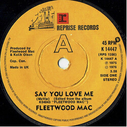 Fleetwood Mac Say You Love Me USED VINYL 7INCH 45 RPM SINGLE STEREO