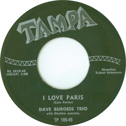 Dave Burgess Trio I Love Paris USED VINYL 7INCH 45 RPM