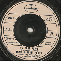 James & Bobby Purify I'm Your Puppet VINYL 7" USED