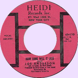 Joe Anderson (5) How Long Will It Last USED VINYL 7"