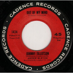 Johnny Tillotson Out Of My Mind / Empty Feelin' USED VINYL 7INCH 45 RPM SINGLE