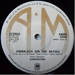 Carpenters Jambalaya (On The Bayou) USED VINYL 7INCH SINGLE 45 RPM