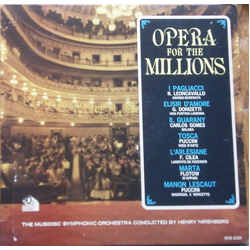The Musidisc Symphonic Orchestra / Henrique Nirenberg Opera For The Millions Vinyl LP USED