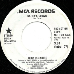 Reba McEntire Cathy's Clown Vinyl 7" USED