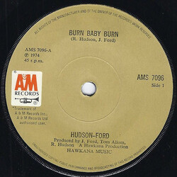 Hudson-Ford Burn Baby Burn USED VINYL 7INCH 45 RPM SINGLE