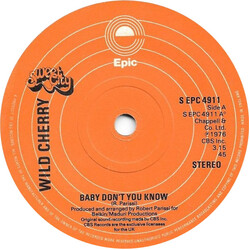 Wild Cherry Baby Don't You Know USED VINYL 7INCH 45 RPM SINGLE STEREO