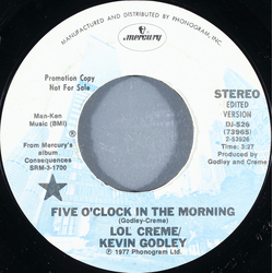 Godley & Creme Five O'Clock In The Morning Vinyl 7" USED