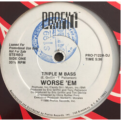 Worse 'Em Triple M Bass USED VINYL 12INCH 33 S RPM PROMO