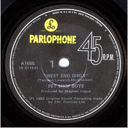 Pet Shop Boys West End Girls USED VINYL 7INCH SINGLE 45 RPM