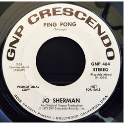 Jo. Sherman Ping Pong USED VINYL 7INCH SINGLE PROMO