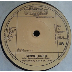 John Travolta / Olivia Newton-John / "Grease" Cast / Louis St. Louis Summer Nights / Rock 'n' Roll Party Queen USED VINYL 7INCH SINGLE 45 RPM