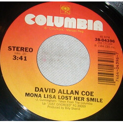 David Allan Coe Mona Lisa Lost Her Smile USED VINYL 7INCH 45 RPM SINGLE STYRENE