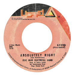 Five Man Electrical Band Absolutely Right / (You And I) Butterfly USED VINYL 7INCH SINGLE 45 RPM