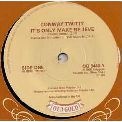 Conway Twitty It's Only Make Believe / Mona Lisa USED VINYL 7INCH 45 RPM MONO REISSUE