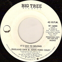 England Dan & John Ford Coley It's Sad To Belong USED VINYL 7INCH 45 RPM PROMO