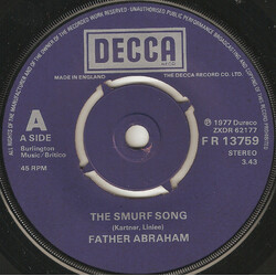 Vader Abraham The Smurf Song USED VINYL 7INCH 45 RPM SINGLE STEREO