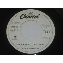 Juice Newton Let's Keep It That Way USED VINYL 7INCH 45 RPM SINGLE PROMO STEREO MONO