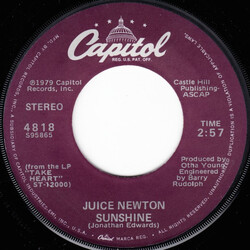 Juice Newton Sunshine USED VINYL 7INCH 45 RPM SINGLE
