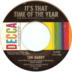 Len Barry It's That Time Of The Year / Happily Ever After USED VINYL 7INCH 45 RPM SINGLE