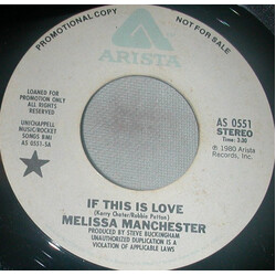 Melissa Manchester If This Is Love USED VINYL 7INCH SINGLE PROMO