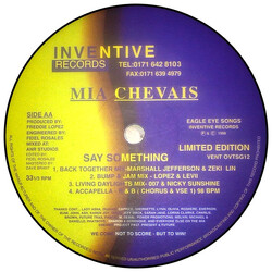 Mia Chevais Say Something USED VINYL 12INCH 33 S RPM LIMITED EDITION