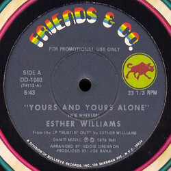 Esther Williams Yours And Yours Alone / I Need Love USED VINYL 12INCH 33 S RPM PROMO