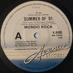 Mondo Rock Summer Of '81 USED VINYL 7INCH 45 RPM SINGLE