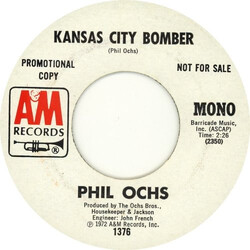 Phil Ochs Kansas City Bomber USED VINYL 7INCH PROMO SINGLE STEREO MONO