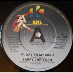 Barry Christian Friday On My Mind Vinyl 7" USED