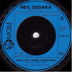 Neil Sedaka Our Last Song Together USED VINYL 7INCH SINGLE 45 RPM