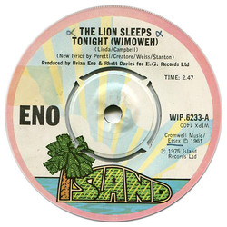 Brian Eno The Lion Sleeps Tonight Vinyl 7" USED