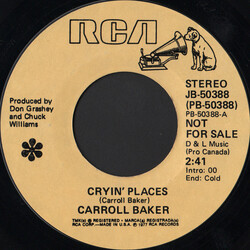 Carroll Baker Cryin' Places USED VINYL 7INCH 45 RPM PROMO