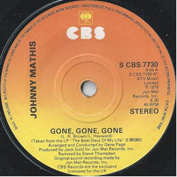 Johnny Mathis Gone, Gone, Gone Vinyl 7" USED