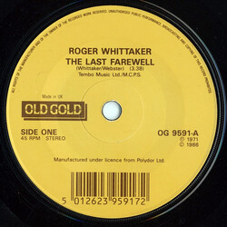 Roger Whittaker The Last Farewell USED VINYL 7INCH SINGLE REISSUE