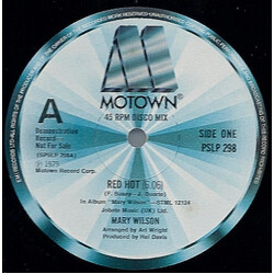 Mary Wilson Red Hot USED VINYL 12INCH SINGLE 45 RPM PROMO