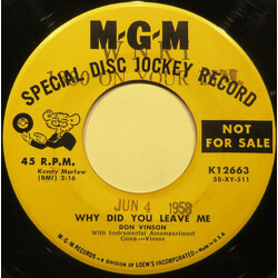Don Vinson Why Did You Leave Me USED VINYL 7INCH 45 RPM PROMO
