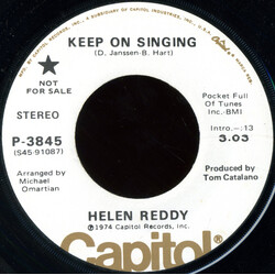 Helen Reddy Keep On Singing USED VINYL 7INCH 45 RPM PROMO STEREO MONO