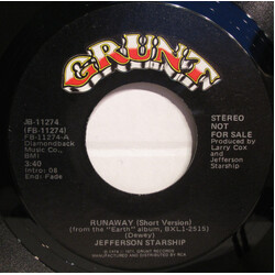 Jefferson Starship Runaway USED VINYL 7INCH 45 RPM SINGLE PROMO STEREO