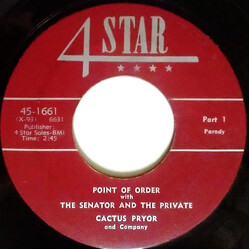 Cactus Pryor And Company Point Of Order With The Senator And The Private USED VINYL 7INCH 45 RPM