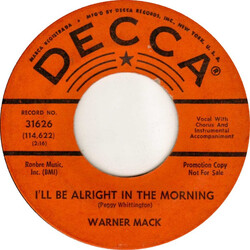 Warner Mack I'll Be Alright In The Morning USED VINYL 7INCH 45 RPM PROMO