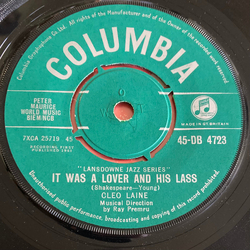 Cleo Laine It Was A Lover And His Lass / O Mistress Mine Vinyl 7" USED