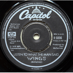 Paul McCartney & Wings Listen To What The Man Said Vinyl 7" USED