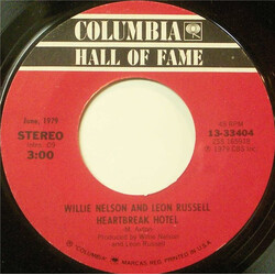 Willie Nelson / Leon Russell Heartbreak Hotel / Help Me Make It Through The Night USED VINYL 7INCH 45 RPM REISSUE