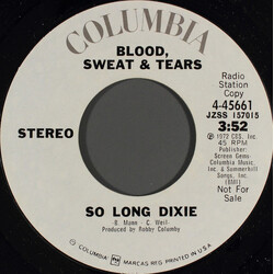 Blood, Sweat And Tears So Long Dixie USED VINYL 7INCH 45 RPM PROMO STEREO MONO