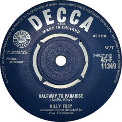 Billy Fury Halfway To Paradise VINYL 7" USED