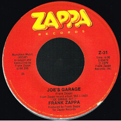 Frank Zappa Joe's Garage / Central Scrutinizer USED VINYL 7INCH 45 RPM SINGLE