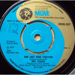 Neil Sedaka Our Last Song Together USED VINYL 7INCH 45 RPM SINGLE