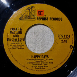 Pratt & McClain / Brotherlove Happy Days USED VINYL 7INCH 45 RPM SINGLE STYRENE